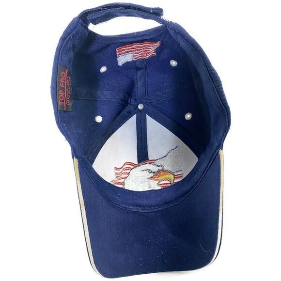 USA Bald Eagle American Flag Ball Cap Embroidered Blue Adjustable Snapback - Picture 4 of 8